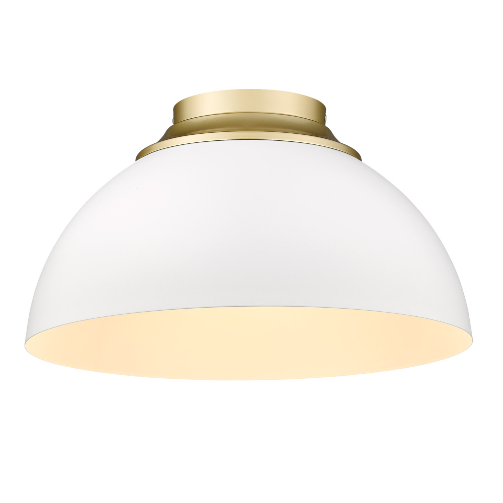 Yep by Golden Lighting Zoey 3-light Flush Mount in Olympic Gold and Matte White shade